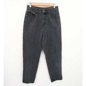 Lazy Oaf Jeans Black Dark Wash Denim Acid Wash High Rise Mom Straight Leg 26